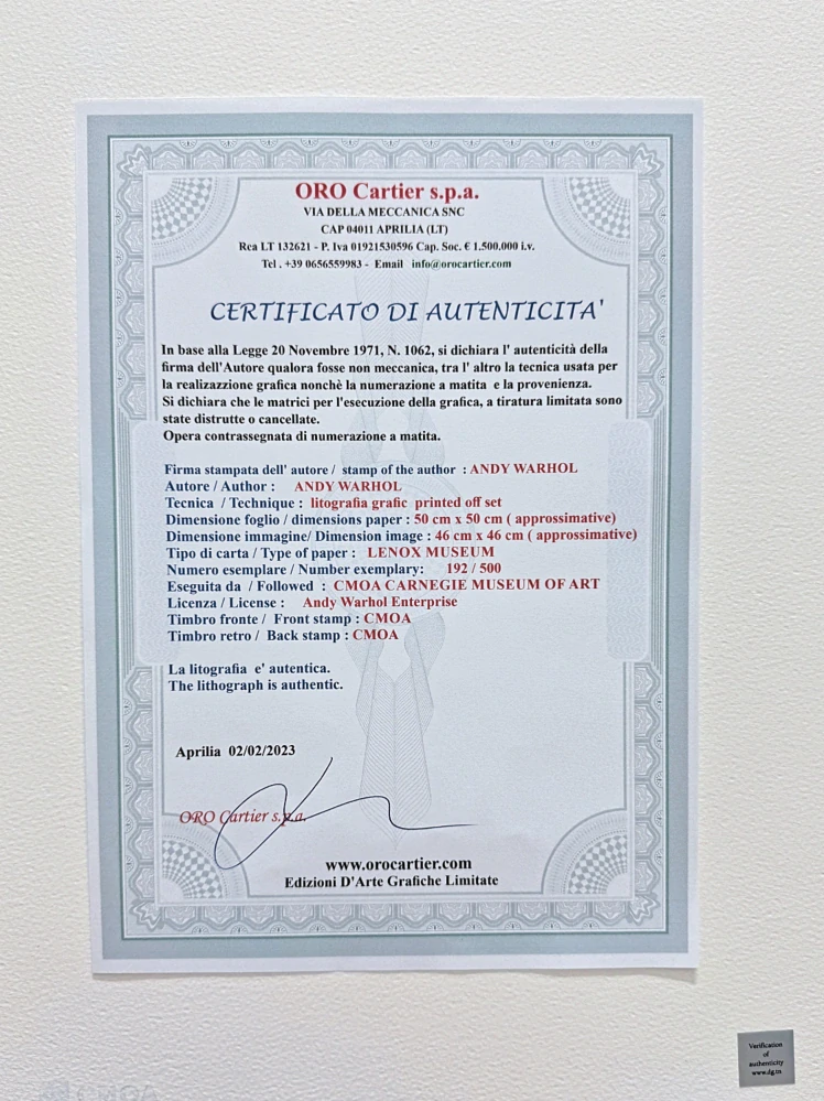 Andy Warhol - Marilyn Monroe hnědo-červená 192/500 - signováno, 50x50cm, limitovaná edice CMOA s certifikátem