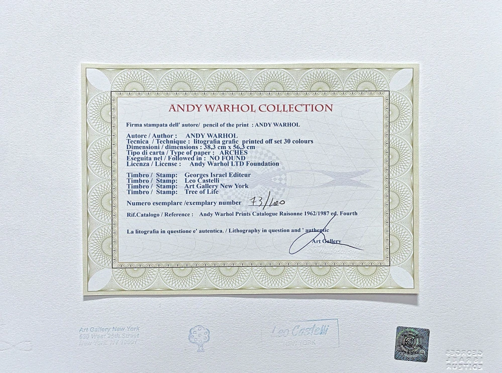 Andy Warhol - Russell Means modro-oranžový 73/100 - edice Leo Castelli s certifikátem