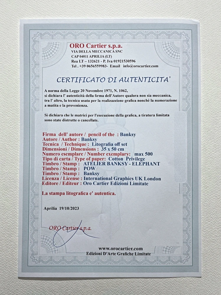 Banksy - Must not copy what 48/150 - číslovaná edice s certifikátem, razítko, 50x35cm