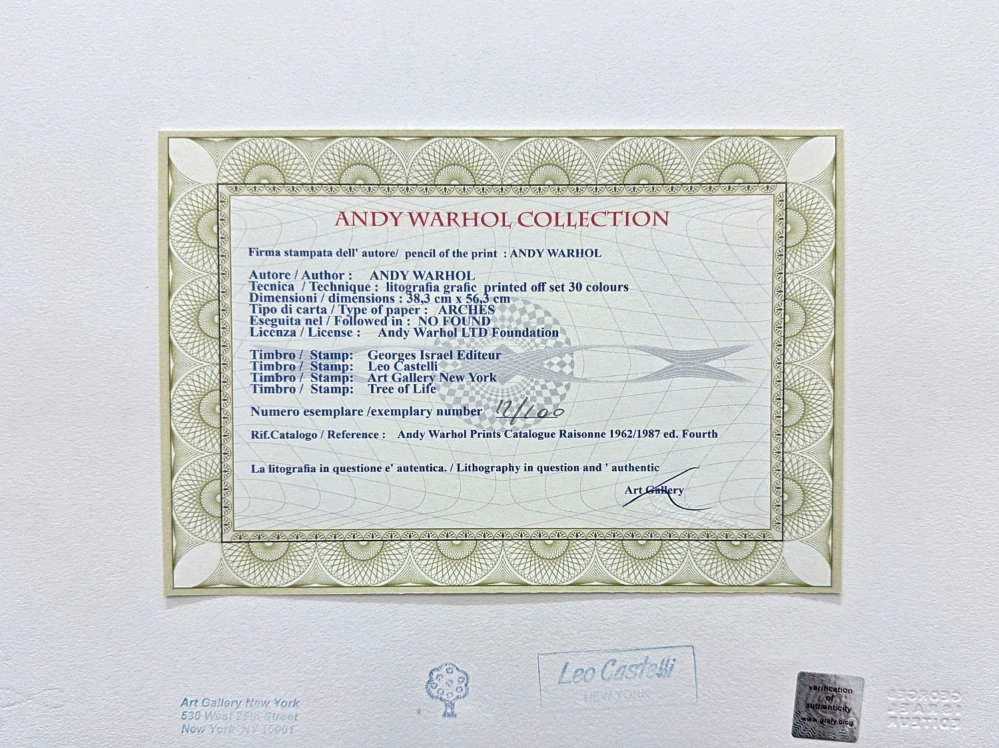 Andy Warhol - Campbell's Soup Tomato Soup červené pozadí 12/100 - edice Leo Castelli s certifikátem