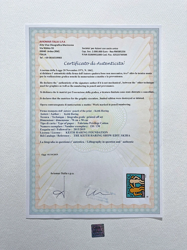 Keith Haring - Best Buddies 120/150 - signováno, limitovaná edice s certifikátem, 70x50 cm