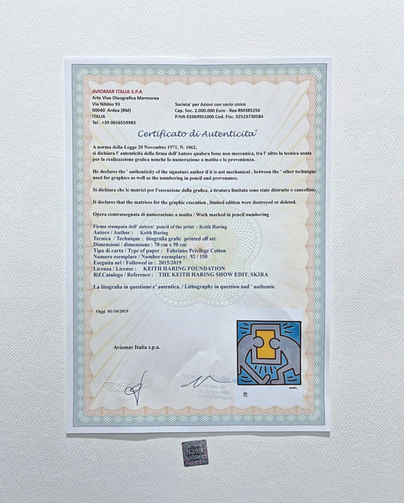 Keith Haring - Communication 92/150 - signováno, limitovaná edice s certifikátem, 50x70 cm