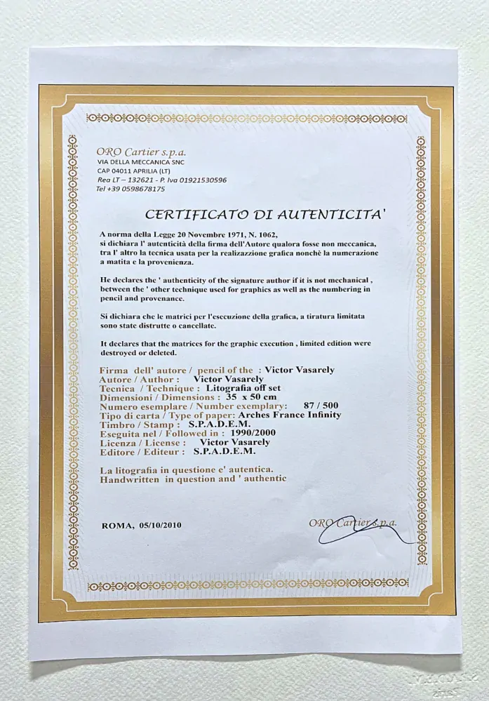 Victor Vasarely - Permutations orange - limitovaná edice s certifikátem