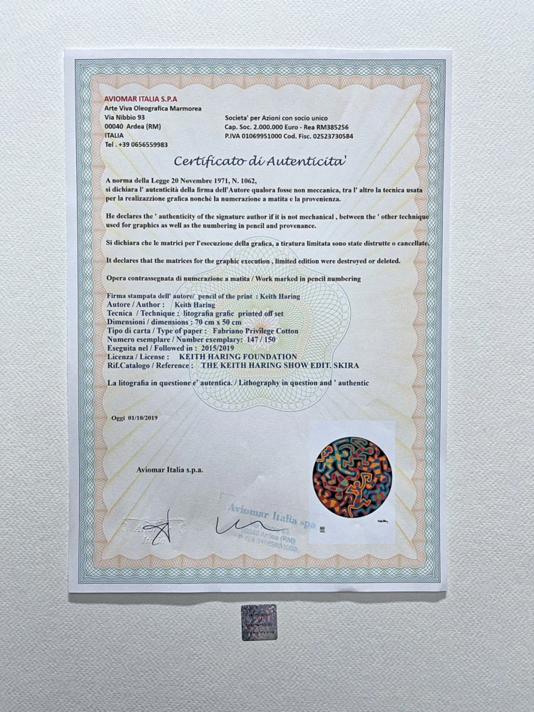 Keith Haring - Monkey puzzle 147/150 - signováno, limitovaná edice s certifikátem, 50x70 cm