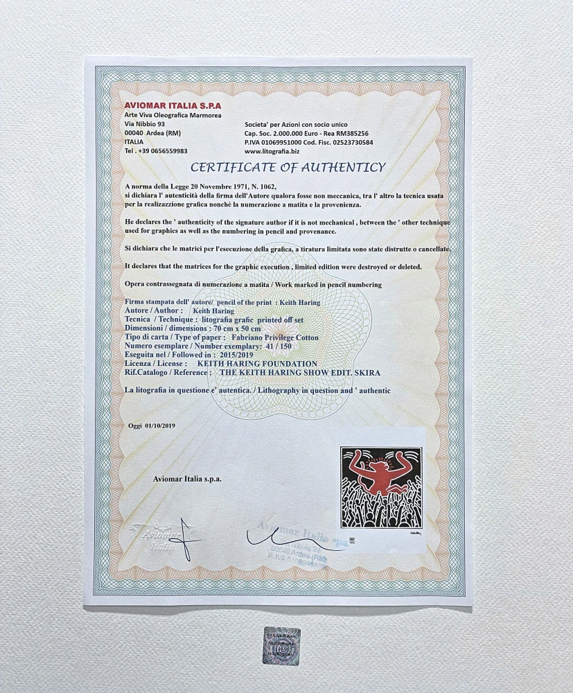 Keith Haring - Musician dog 41/150 - signováno, limitovaná edice s certifikátem, 50x70 cm