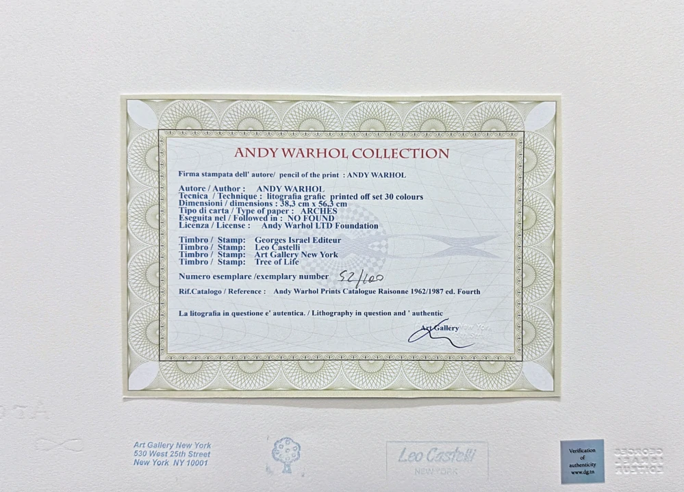 Andy Warhol - Cat Sam One blue pussy 52/100 - edice Leo Castelli s certifikátem