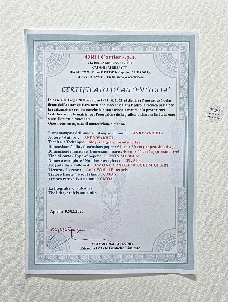 Andy Warhol - Vesuvius - červený 89/500 - signováno, 50x50cm, limitovaná edice CMOA s certifikátem