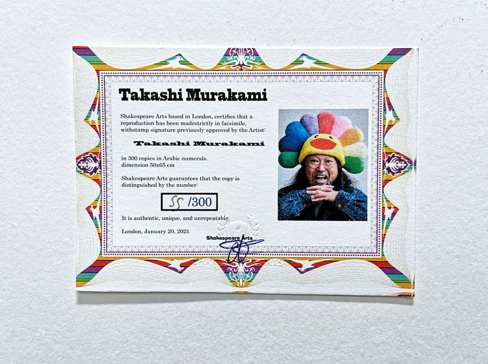 Takashi Murakami - Flowerball Black 55/300- signováno, číslovaná edice, 50x65 cm