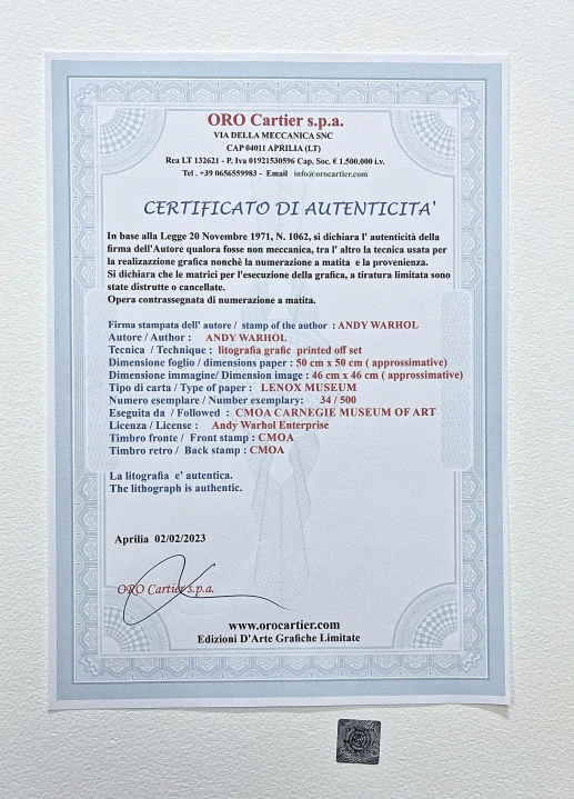 Andy Warhol - Orangutan zeleno-modrý 34/500 - signováno, 50x50cm, limitovaná edice CMOA s certifikátem