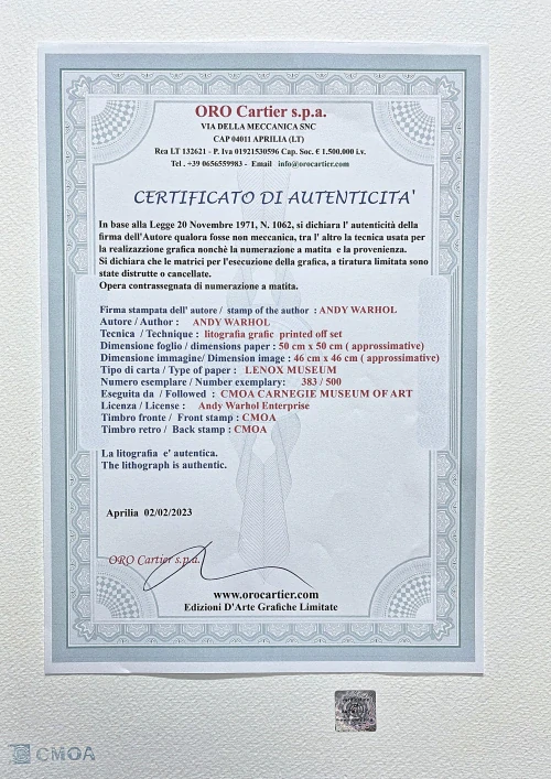 Andy Warhol - Elvis Presley červený 383/500 - signováno, 50x50cm, limitovaná edice CMOA s certifikátem
