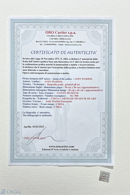 Andy Warhol - Elvis Presley v barevných obdélnících 94/500 - signováno, 50x50cm, limitovaná edice CMOA s certifikátem