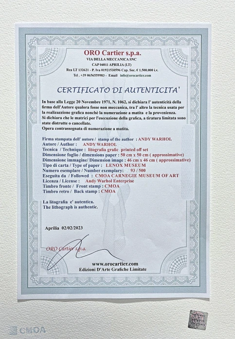 Andy Warhol - Mickey Mouse zeleno-modrý 93/500 - signováno, 50x50cm, limitovaná edice CMOA s certifikátem