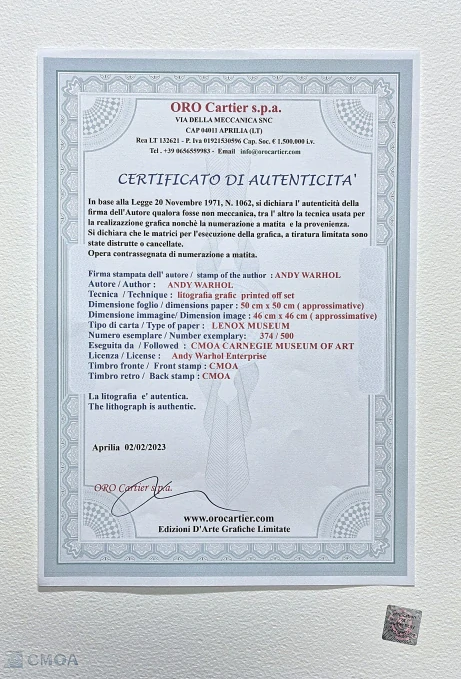 Andy Warhol - Mickey Mouse zeleno-žlutý 374/500 - signováno, 50x50cm, limitovaná edice CMOA s certifikátem