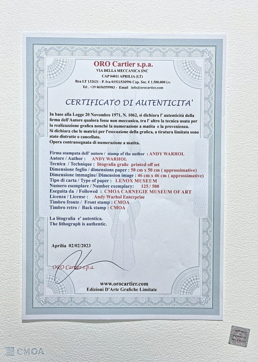 Andy Warhol - Chanel žluto-modrý 125/500 - signováno, 50x50cm, limitovaná edice CMOA s certifikátem