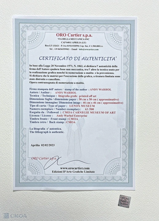 Andy Warhol - Nan Kempner 63/500 - signováno, 50x50cm, limitovaná edice CMOA s certifikátem