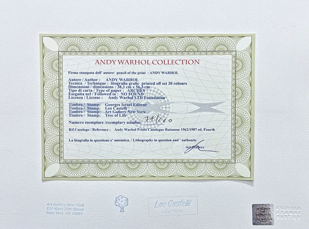 Andy Warhol - Queen Margarethe vínovo-růžová 74 15/100 - edice Leo Castelli s certifikátem