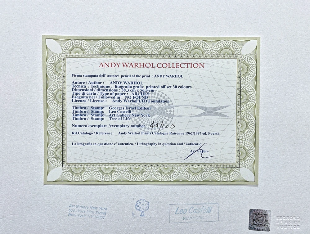 Andy Warhol - Queen Beatrix šedá 44/100 - edice Leo Castelli s certifikátem