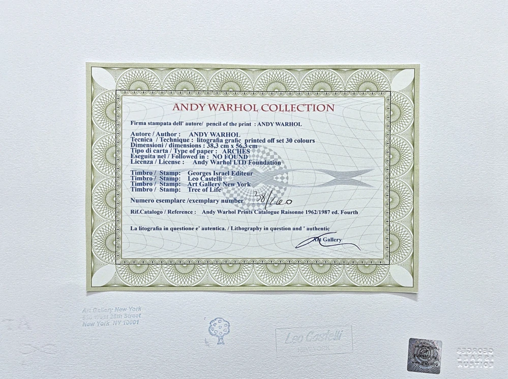 Andy Warhol - Queen Elizabeth II. hnědo-červená 38/100 - edice Leo Castelli s certifikátem