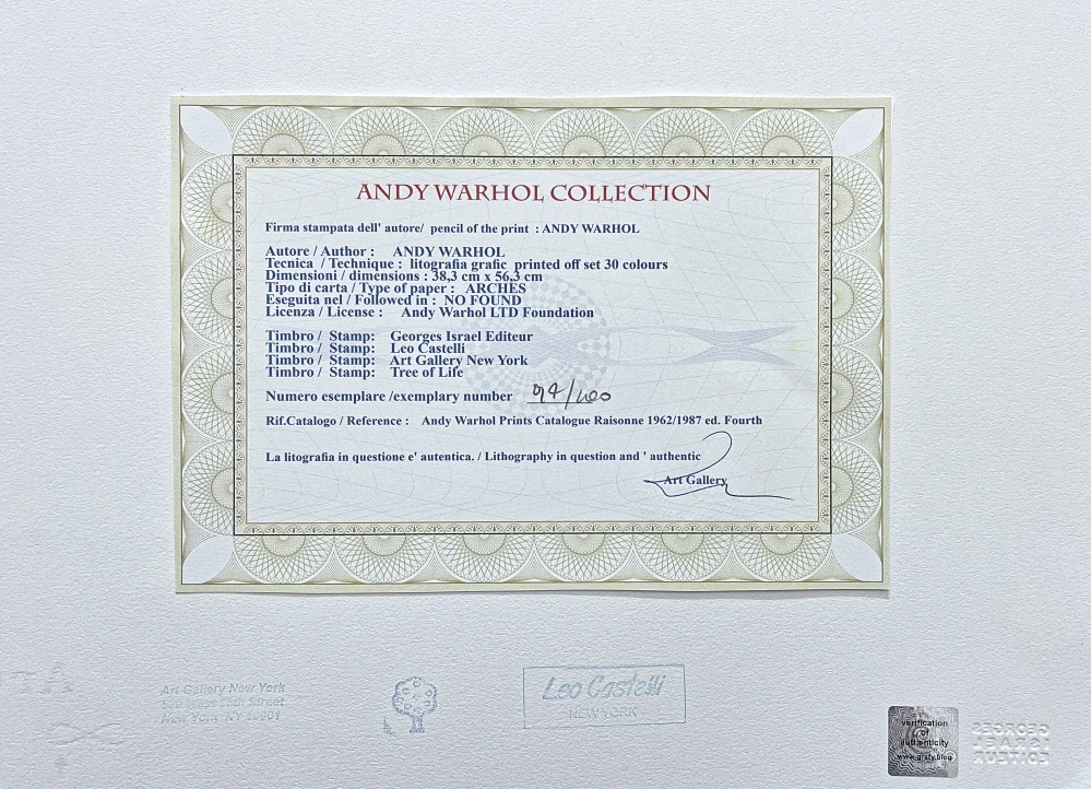 Andy Warhol - Hedy Lamarr 94/100 - edice Leo Castelli s certifikátem