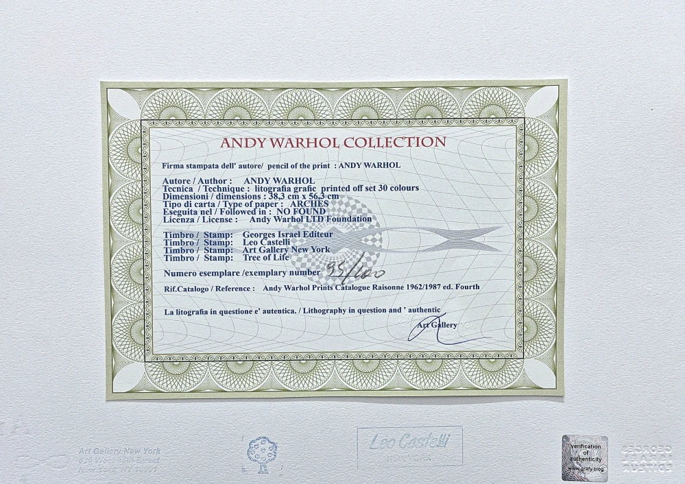 Andy Warhol - Cornelia Quest modrá 95/100 - edice Leo Castelli s certifikátem