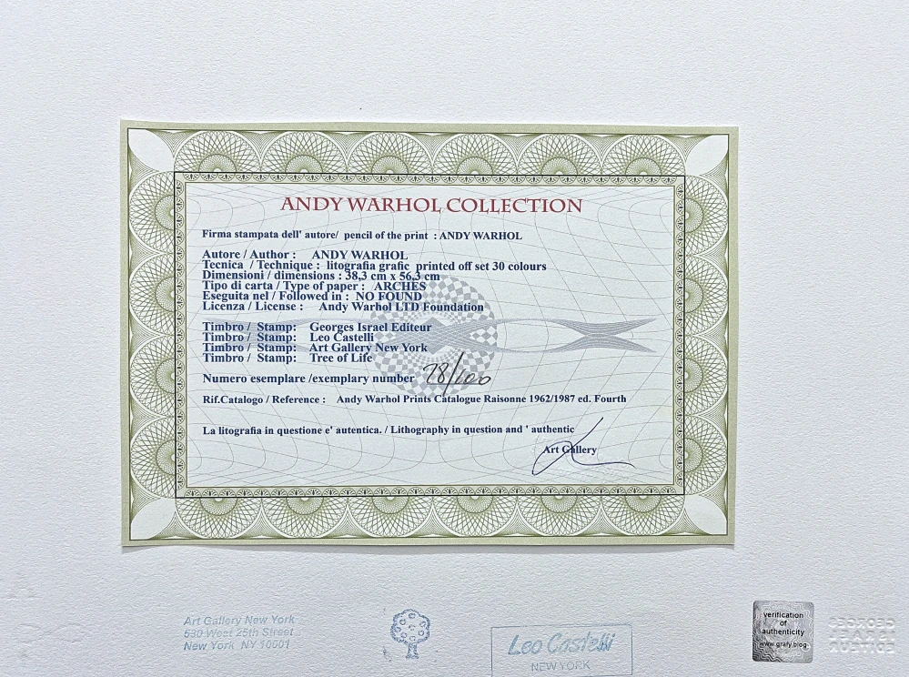 Andy Warhol - Portrait in pencil modrá 28/100 - edice Leo Castelli s certifikátem