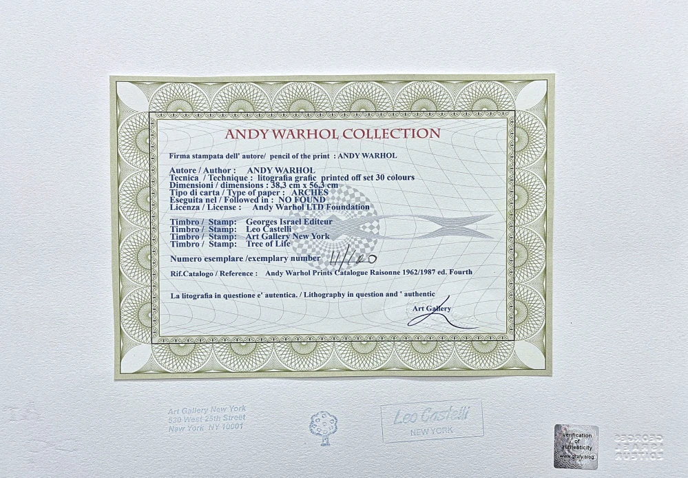 Andy Warhol - Billy Squier x/100 - edice Leo Castelli s certifikátem