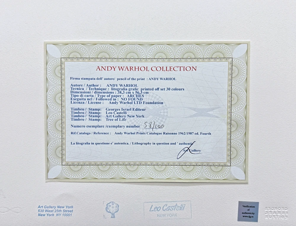 Andy Warhol - Querelle zelený 58/100 - edice Leo Castelli s certifikátem