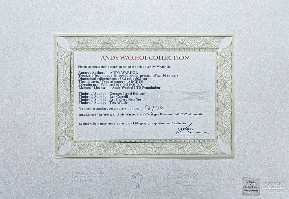 Andy Warhol - Watercolors 68/100 - edice Leo Castelli s certifikátem