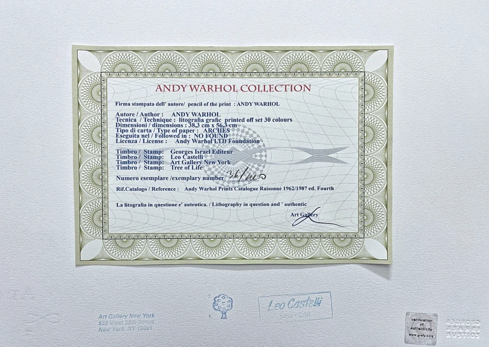 Andy Warhol - Carat 36/100 - edice Leo Castelli s certifikátem
