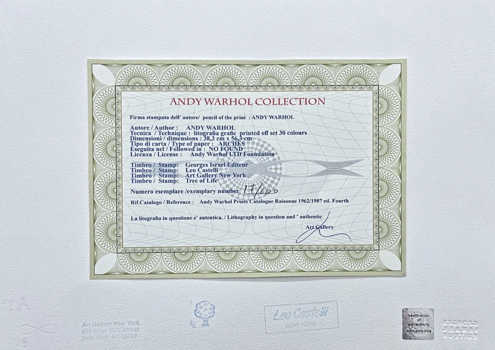 Andy Warhol - Daffodils with numbers 17/100 - edice Leo Castelli s certifikátem