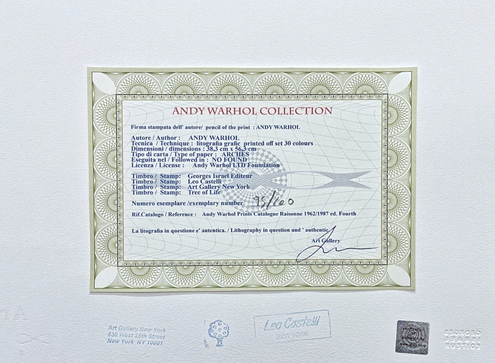 Andy Warhol - Yellow Daffodil with numbers 95/100 - edice Leo Castelli s certifikátem