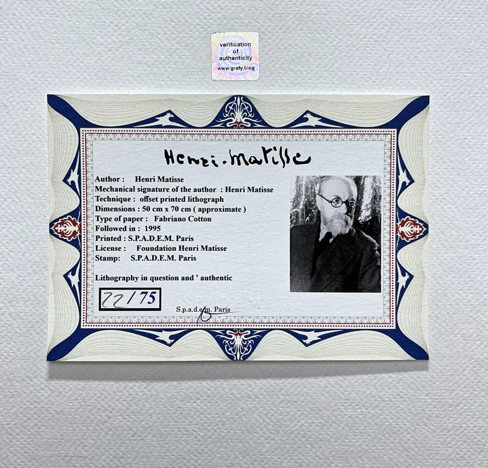 Henri Matisse - Still Life with Pomegranates 22/75 - signováno 50x70cm