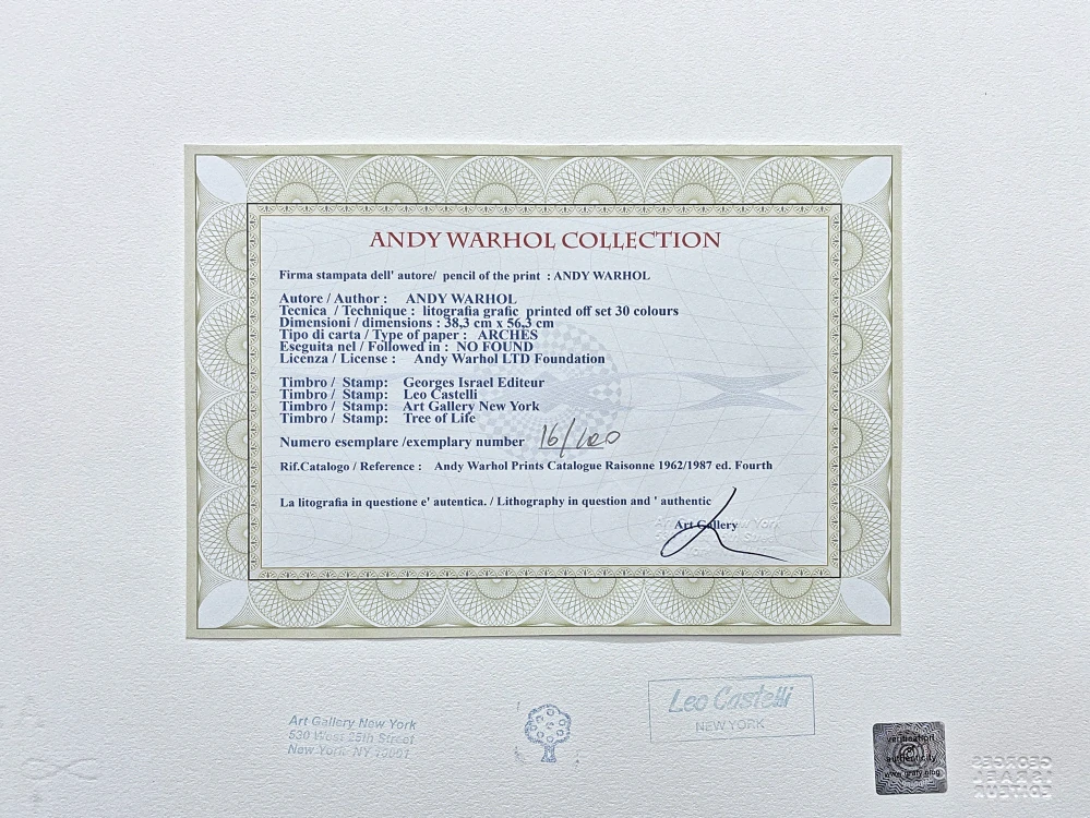 Andy Warhol - Cupid atop purple horse x/100 - edice Leo Castelli s certifikátem