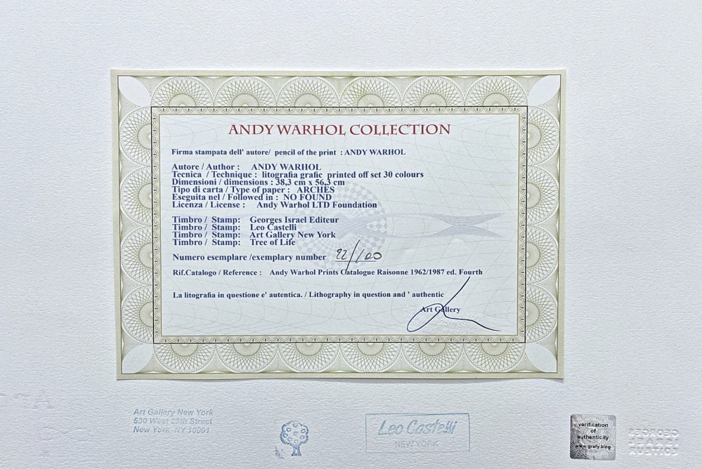Andy Warhol - 9x Dollar Sign hnědo-červený 22/100 - edice Leo Castelli s certifikátem