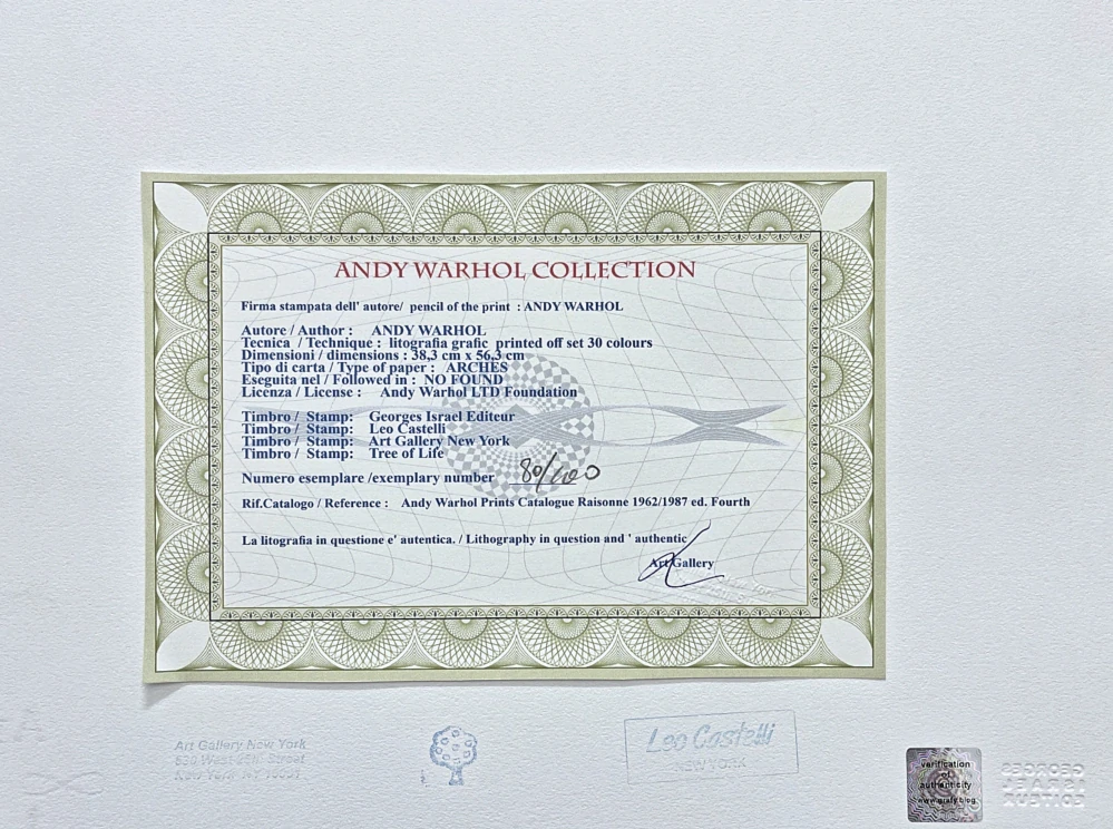 Andy Warhol - 4x Dollar Sign barevný 80/100 - edice Leo Castelli s certifikátem