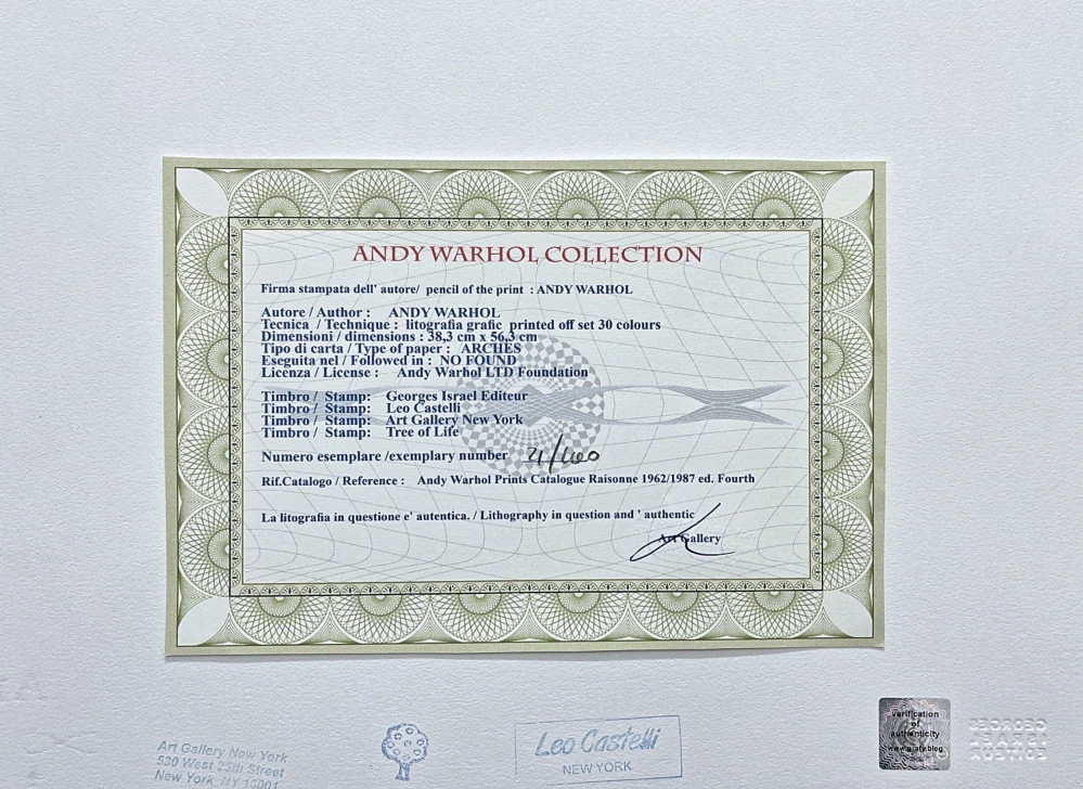 Andy Warhol - 9x Dollar Sign světle modrý 21/100 - edice Leo Castelli s certifikátem