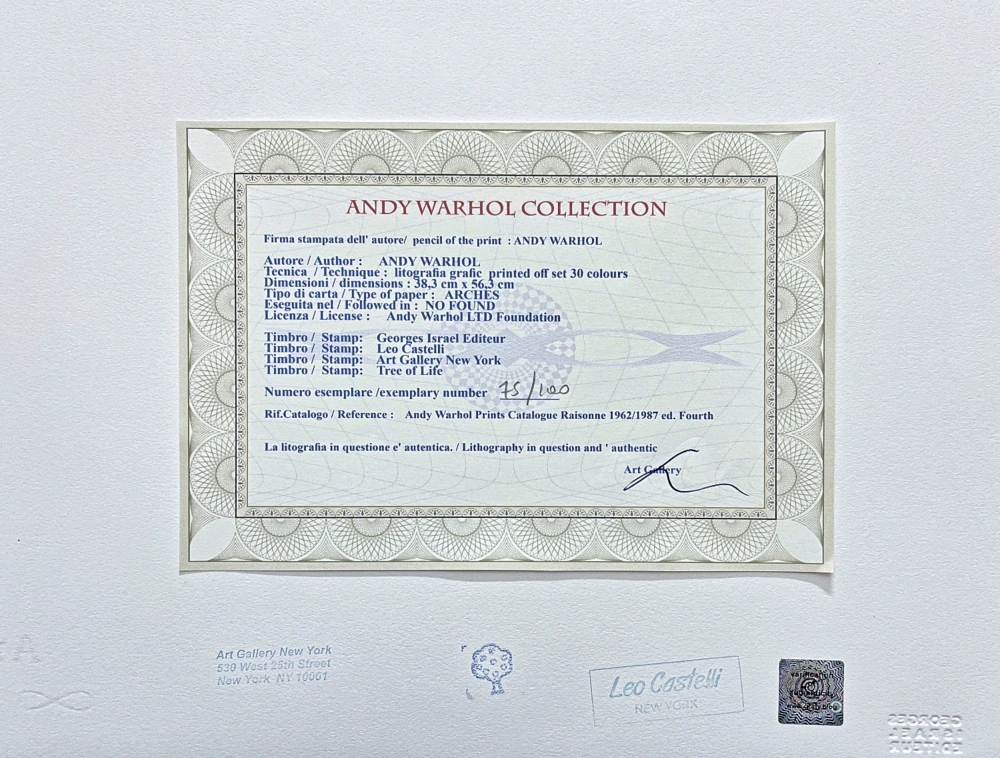 Andy Warhol - One Dollar Bills 75/100 - edice Leo Castelli s certifikátem