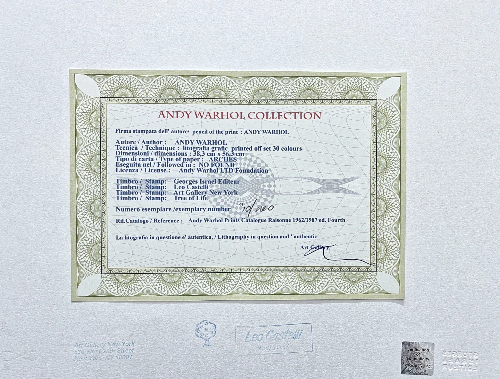 Andy Warhol - Coca-Cola cap 30/100 - edice Leo Castelli s certifikátem