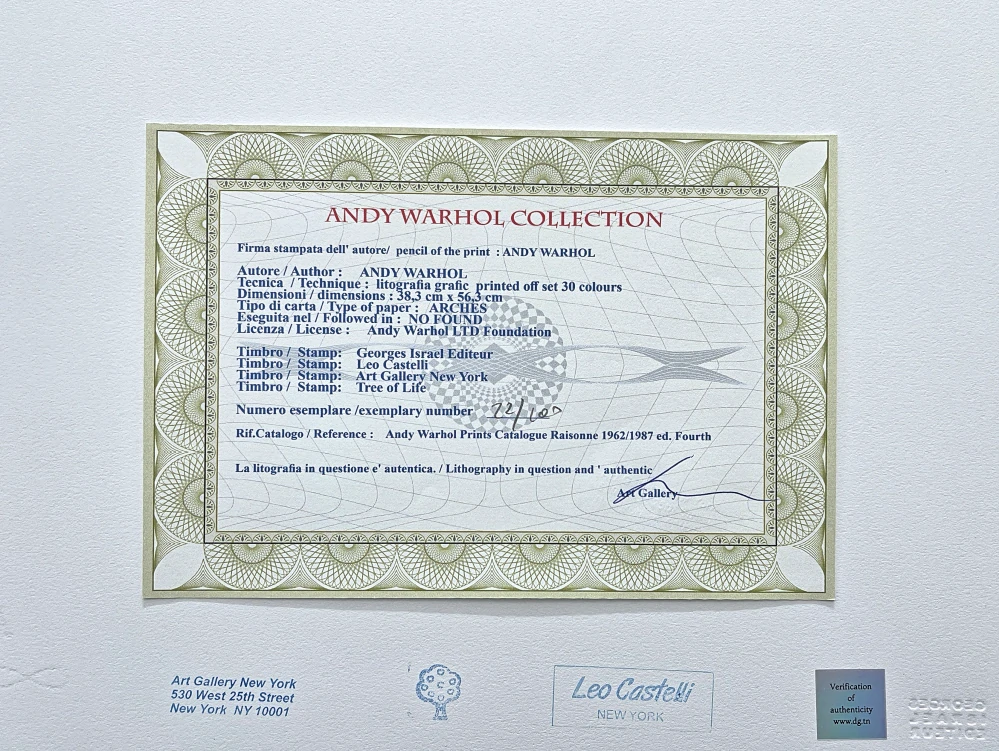 Andy Warhol - Christmas Shoe 22/100 - edice Leo Castelli s certifikátem
