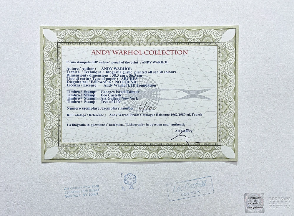 Andy Warhol - Moonwalk hnědo-modrý 6/100 - edice Leo Castelli s certifikátem