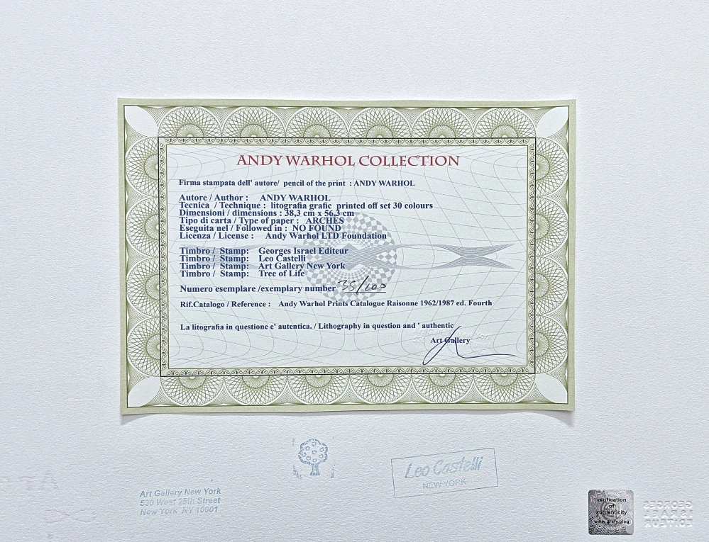 Andy Warhol - Angel 35/100 - edice Leo Castelli s certifikátem