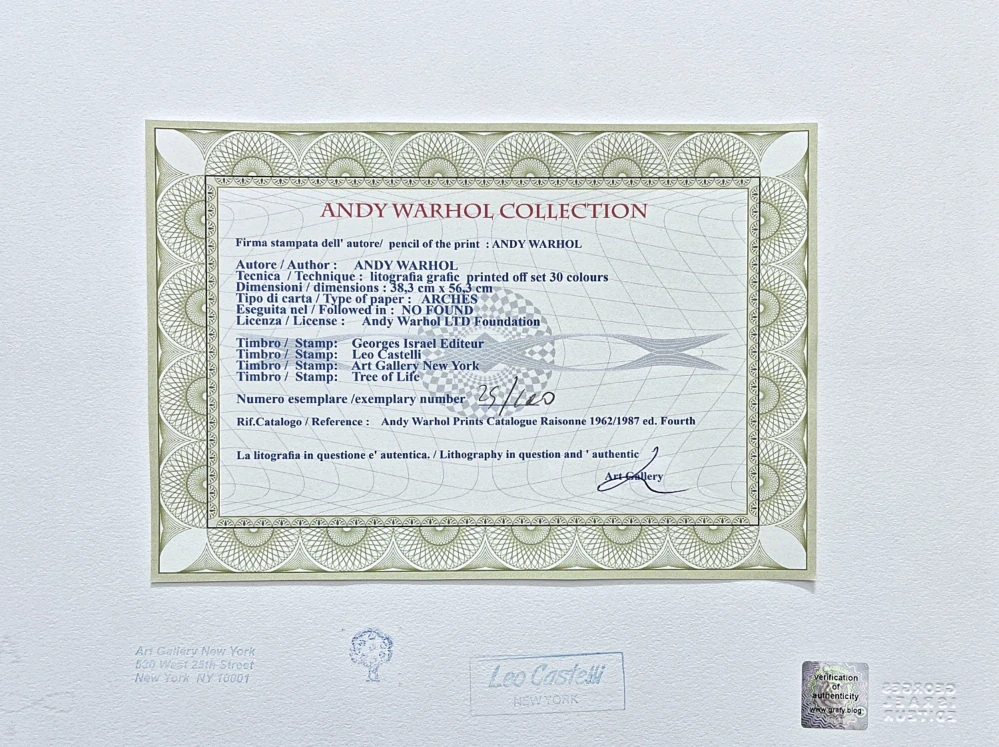 Andy Warhol - Statue of Liberty 25/100 - edice Leo Castelli s certifikátem
