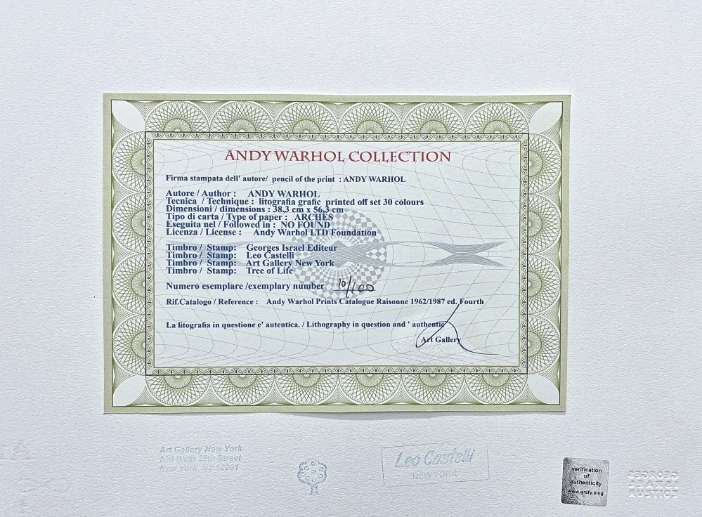 Andy Warhol - Flower Ticket 10/100 - edice Leo Castelli s certifikátem