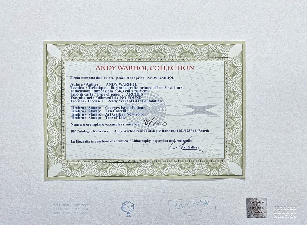 Andy Warhol - Love fialovo-modrý 80/100 - edice Leo Castelli s certifikátem