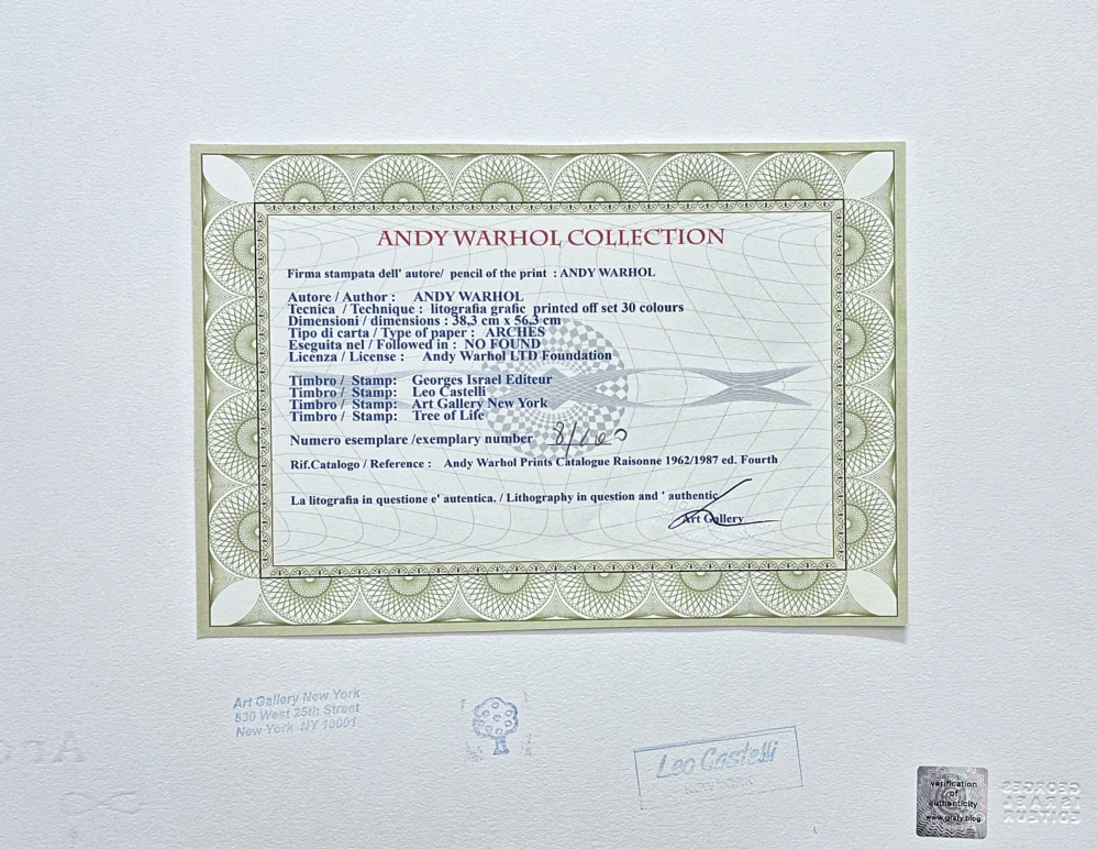 Andy Warhol - Love černo-bílý 8/100 - edice Leo Castelli s certifikátem