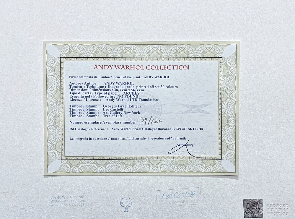 Andy Warhol - Love: One plate x/100 - edice Leo Castelli s certifikátem