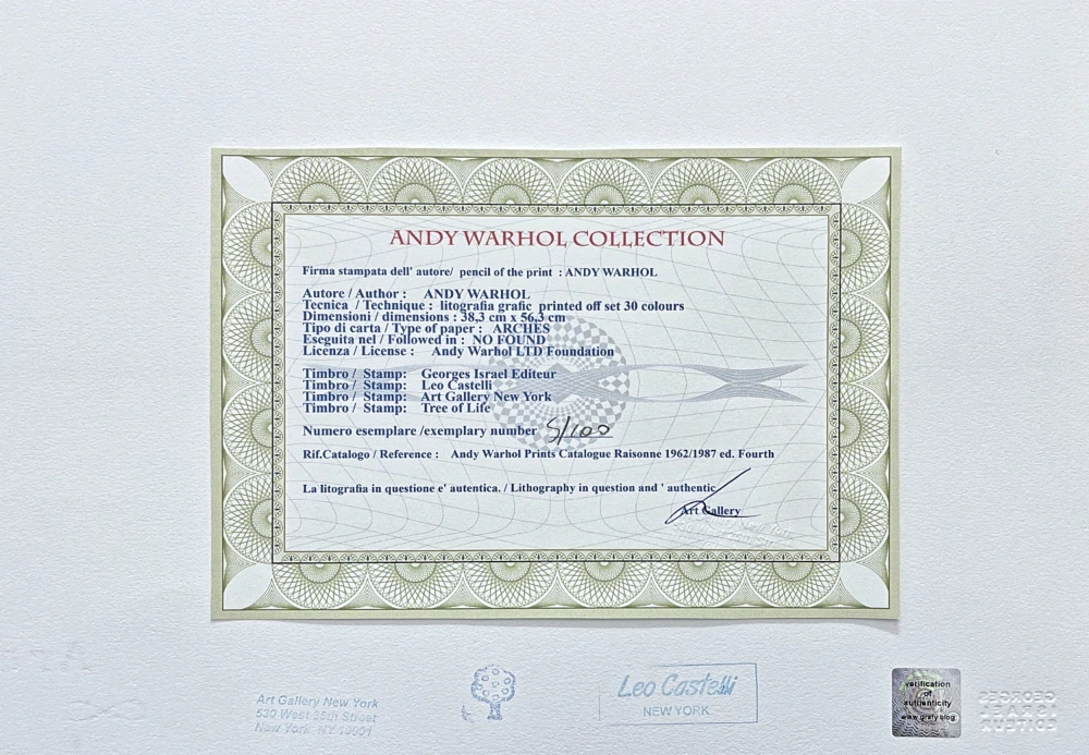 Andy Warhol - Orangutan modrý na zeleném pozadí 5/100 - edice Leo Castelli s certifikátem