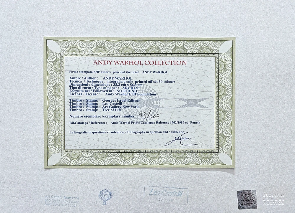 Andy Warhol - Cow modro-oranžová 93/100 - edice Leo Castelli s certifikátem