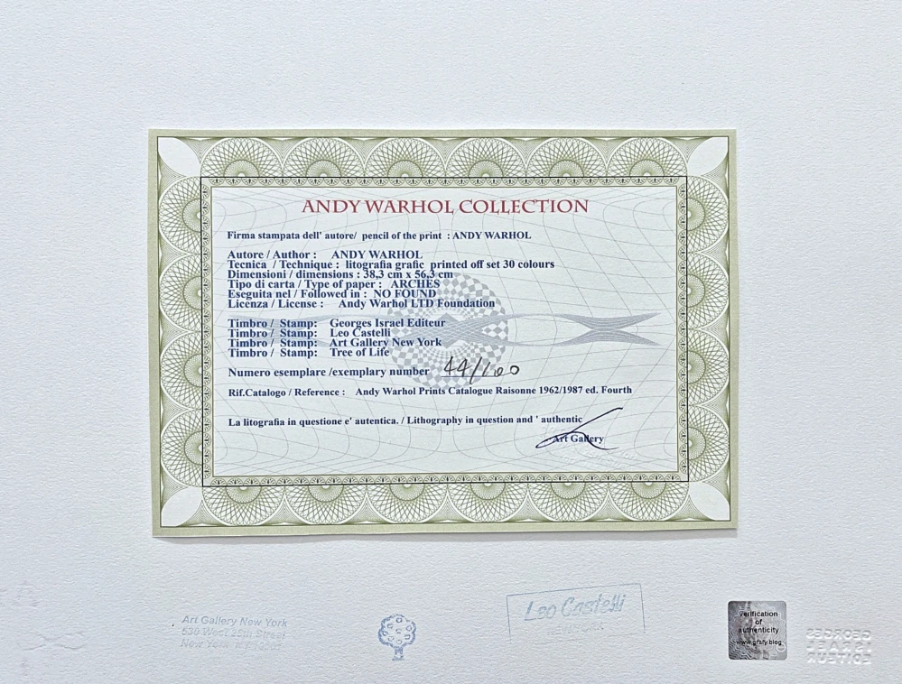 Andy Warhol - Cow zelená světlá 44/100 - edice Leo Castelli s certifikátem