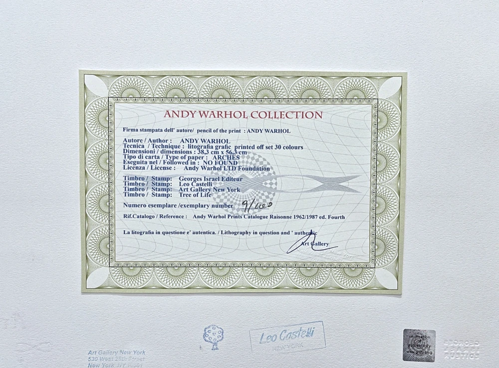 Andy Warhol - The Great Cat béžovo-černá x/100 - edice Leo Castelli s certifikátem